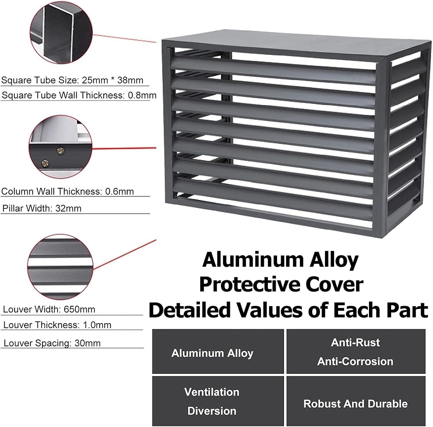  Couvercle En Aluminium Pour Climatiseur Et Pompe à Chaleur - Écran De Protection Extérieur Pour Condensateurs - Clôture Autoportante Pour Unités AC Et Déchets - Design Résistant Aux Intempéries