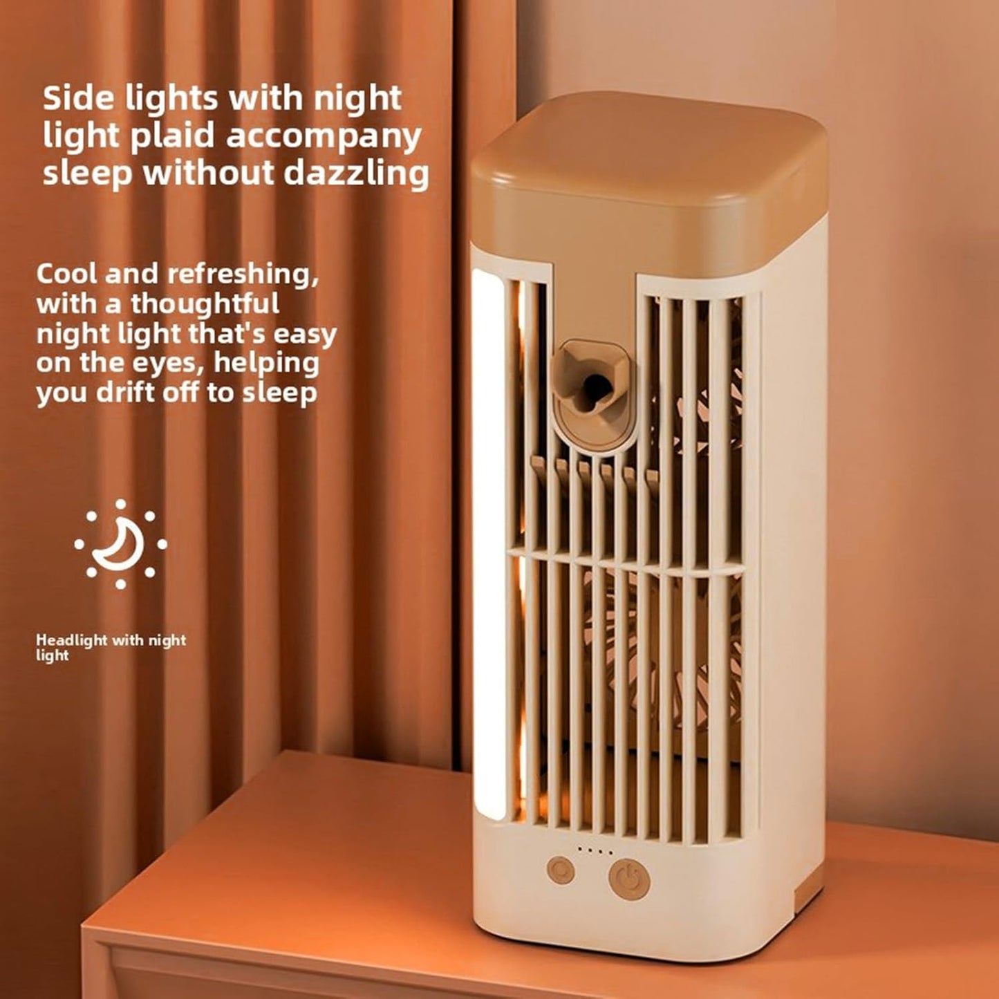  Mini Ventilateur De Climatiseur USB, Refroidisseur AC Portable Avec Glacière Et Ventilateur à Brume Silencieux à 3 Vitesses Avec Veilleuse Pour Bureau, Dortoir, Refroidissement