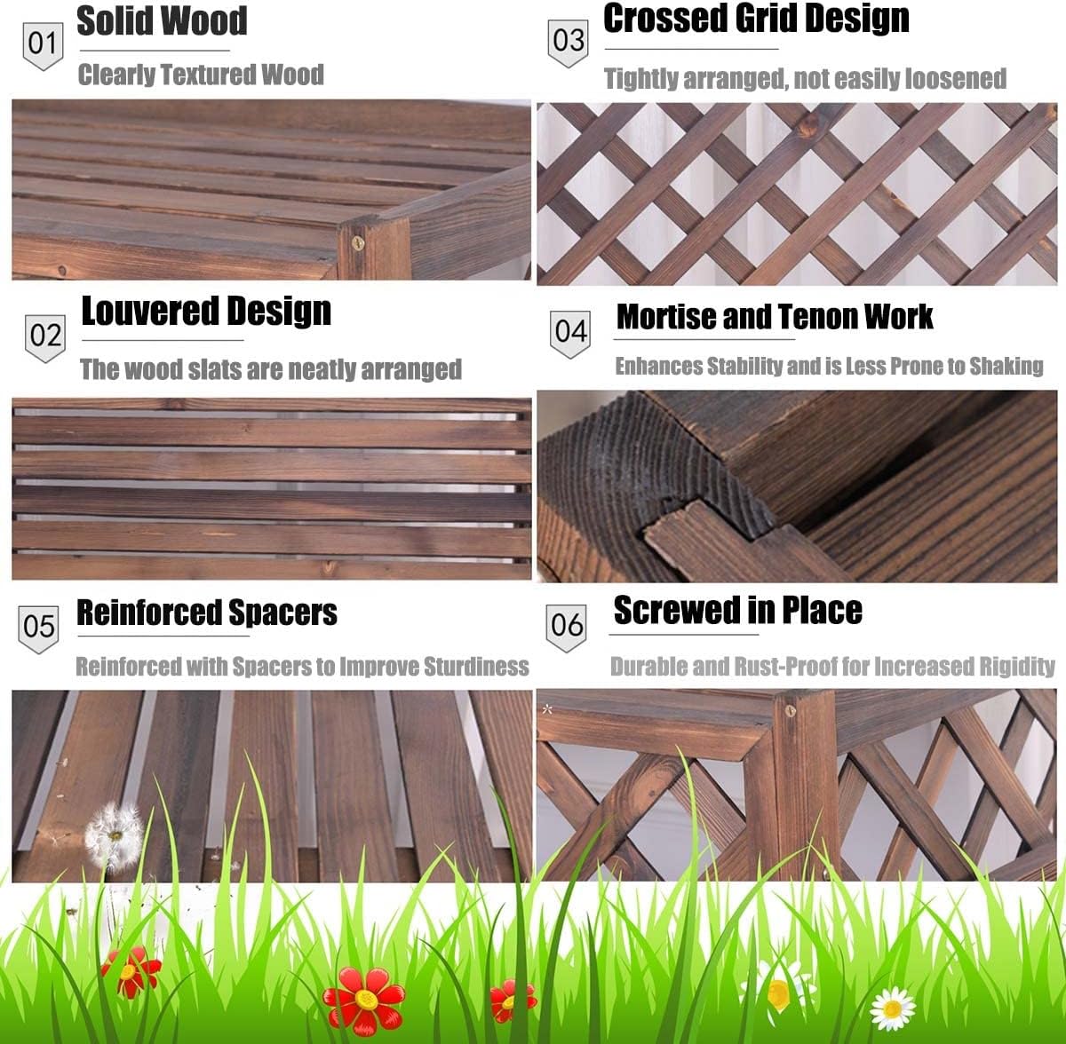  Clôture De Climatisation, Protection Pour Unité Extérieure, Support Pour Plantes Marron, Support à Fleurs En Bois Pour Climatiseur, Volets De Confidentialité