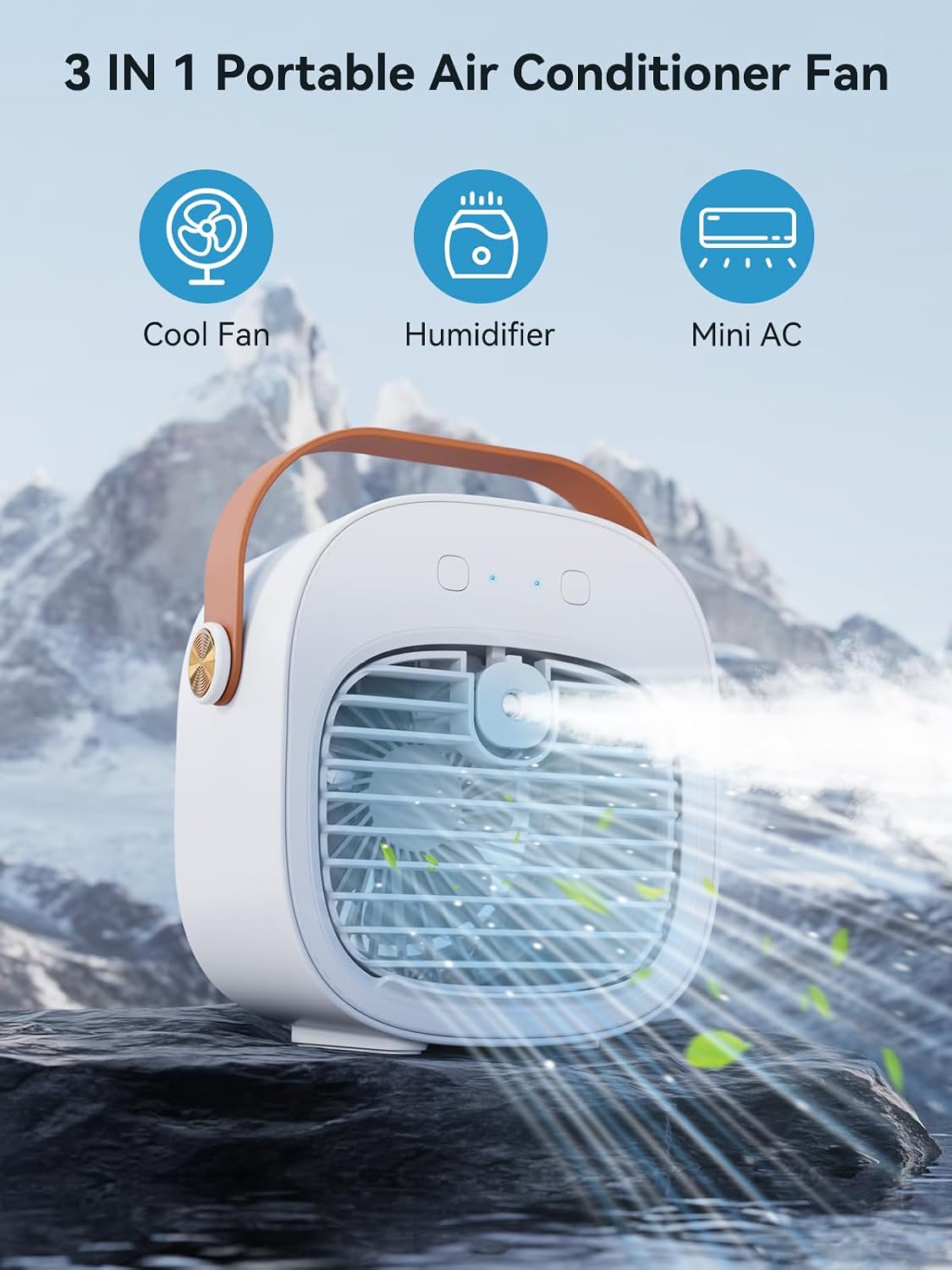  Climatiseur Portable - Refroidisseur D'air Personnel Rechargeable Avec 3 Vitesses, Mini Ventilateur De Climatisation, Ventilateur De Refroidissement De Bureau Silencieux Pour La Maison, La