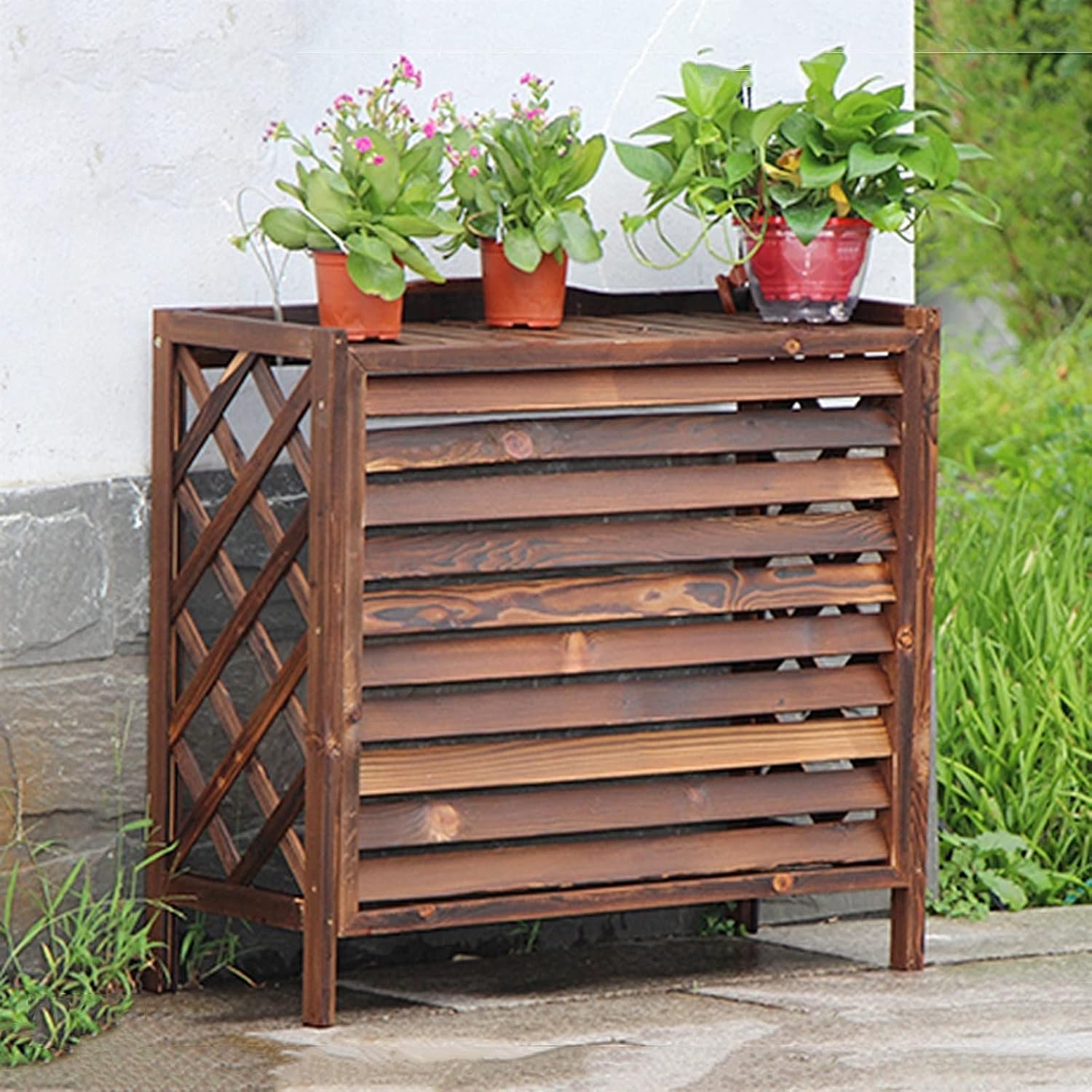  Housses De Climatiseur Split Pour Unités Extérieures, Boîtier De Poubelle, Support De Fleurs, Grilles De Protection, Clôture De Confidentialité Robuste Toutes Saisons, H