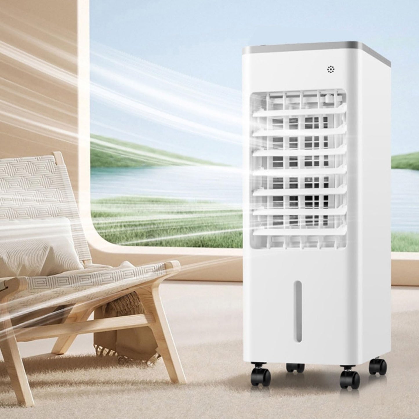 GENERIC Refroidisseur D'air évaporatif Portable 9L Avec Paquets De Glace, Ventilateur D'humidificateur Silencieux à 3 Vitesses, Unité De Climatisation Oscillante à 90 ° Pour La Chambre De Bureau à Domicile, T