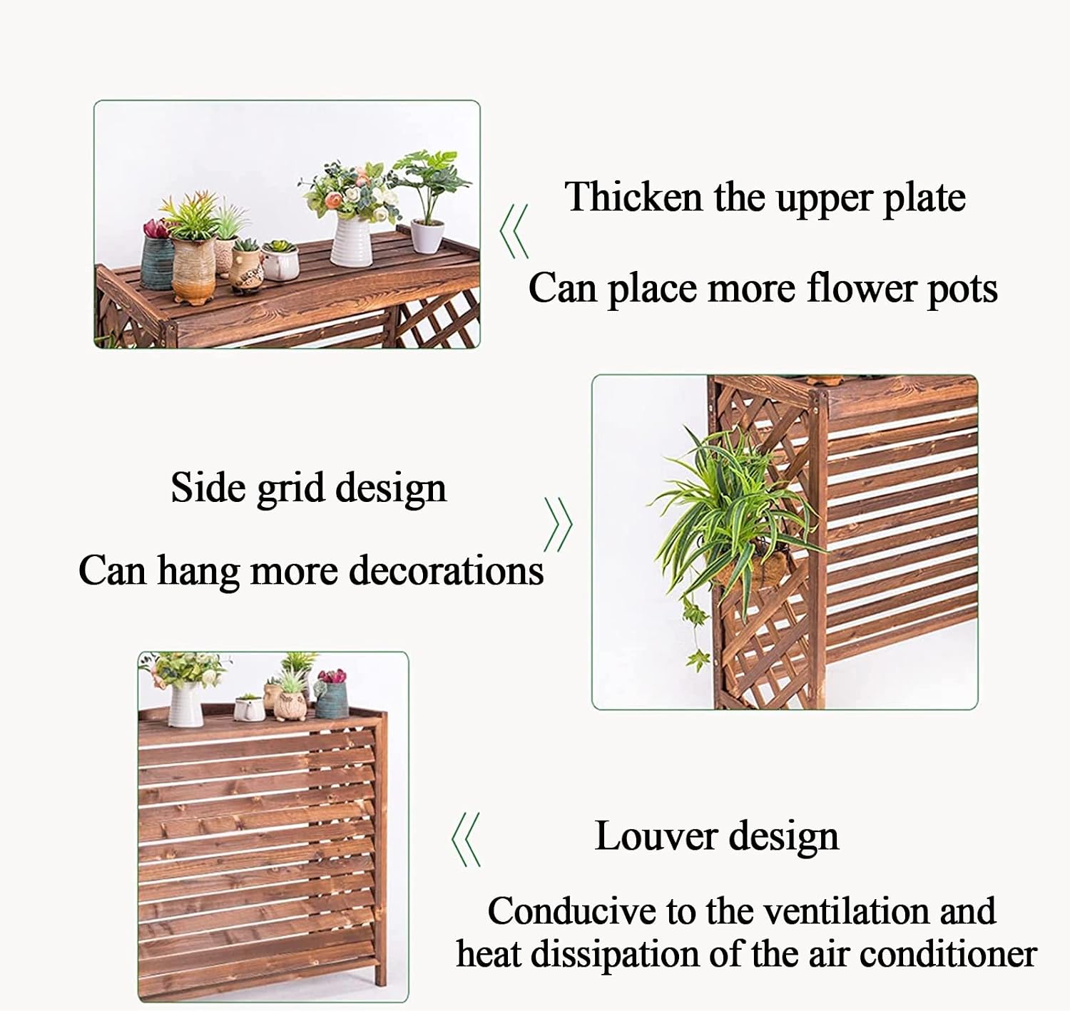  Housse De Protection Pour Climatiseur Extérieur, Unité De Condensation En Bois Durable, Pour Boîtier De Poubelle Autoportant, écran De Clôture Marron Pour Climatiseur