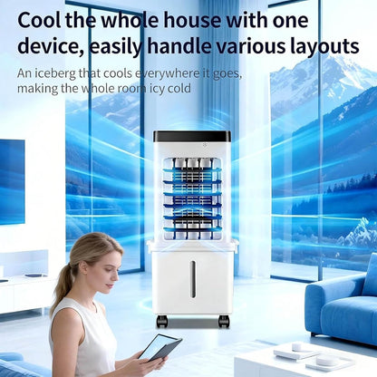 GENERIC Refroidisseur D'air évaporatif Portable Avec Télécommande, Réservoir 10L, Ventilateur Basse énergie à 3 Vitesses Pour Bureau De Chambre à Coucher, Humidificateur De Brive Mobile Silencieux Avec Minute