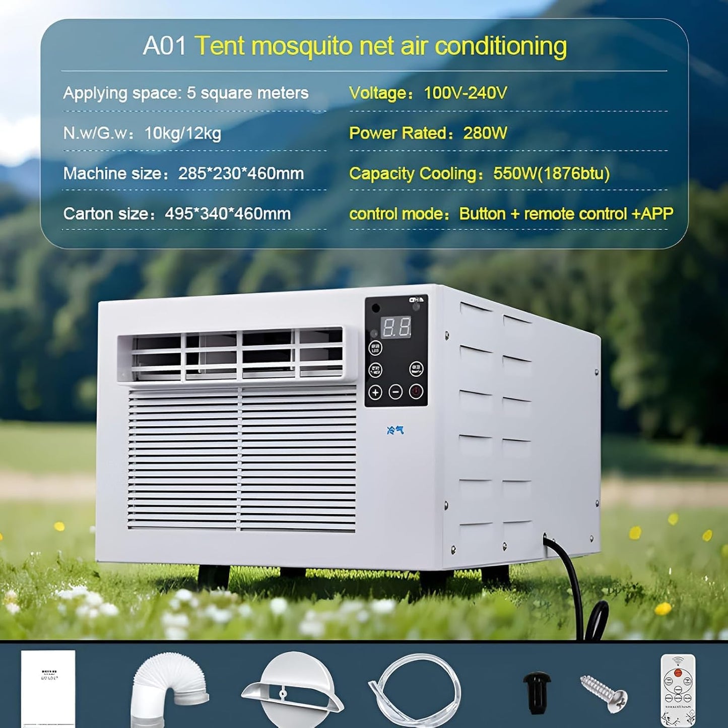  Climatiseur Portable, Refroidisseur Personnel 550W Et Déshumidificateur Pour Les Chambres Jusqu'à 5m2.Énergie Efficace, Fonctionnement Silencieux Avec Télécommande.Idéal Pour Chambre à Coucher, Dortoi