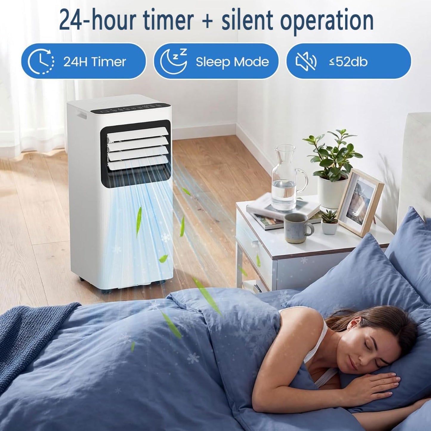  Climatiseur Portable Refroidit Jusqu'à 350 Sq.Ft.Smart Unité De Climatisation Portable Avec Télécommande Unité De Climatisation Silencieuse Avec Ventilateur Frais Et Sec Modes De Sommeil Kits De Fenêt