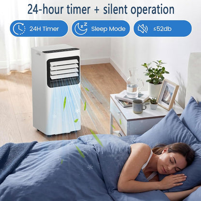 GENERIC Climatiseur Portable Refroidit Jusqu'à 30 M². Unité De Climatisation Portable Intelligente Avec Télécommande, Unité AC Silencieuse Avec Ventilateur Frais Et Sec, Modes De Veille, Minuterie 24 H, Kit