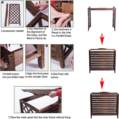 GENERIC Housse De Climatiseur D'extérieur En Bois Massif Pour Fleurs Et Plantes, écran De Radiateur Décoratif Résistant Aux Intempéries, Clôture AC, Solutions élégantes De Refroidissement Extérieur