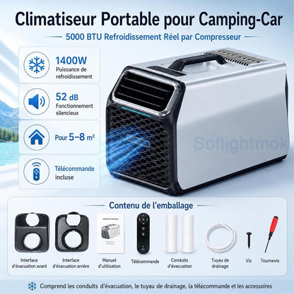  Climatiseur Portable Silencieux Pour Maison Tente Et Camping-Car Grey-220V | Fonction Refroidissement Et Déshumidification Pour Limiter Chaleur, Humidité Et Inconfort Pendant L’été.