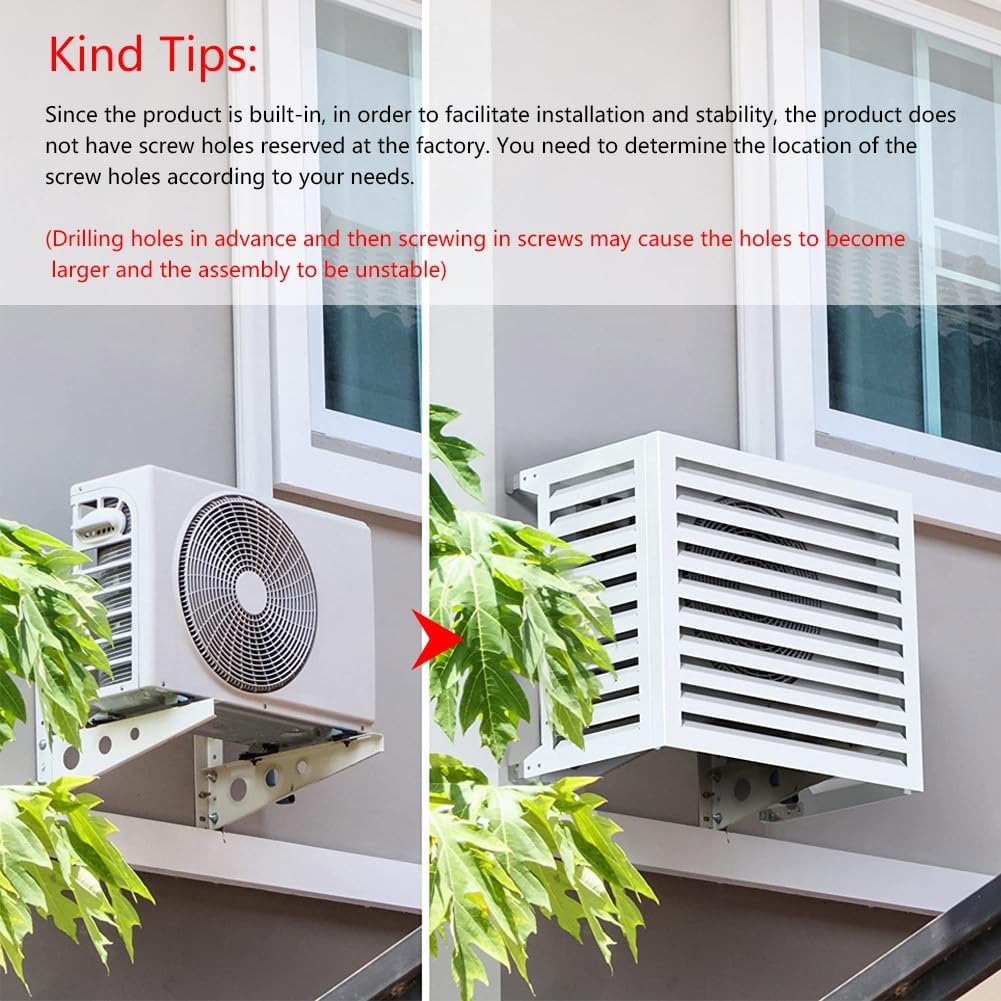 GENERIC Support De Couverture De Climatiseur Extérieur - Garde-corps En Aluminium Résistant Aux Intempéries, Bouclier Décoratif Pour Unités AC (couleur : Blanc, Dimensions : 110 X 60 X 80 Cm)