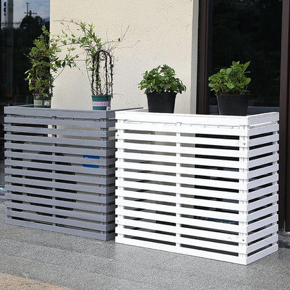 GENERIC Housse De Climatiseur D'extérieur En Bois Massif à Persiennes Avec Capote Résistante Aux Intempéries Et Support De Fleurs 105 X 45 X 95 Cm Et Design élégant