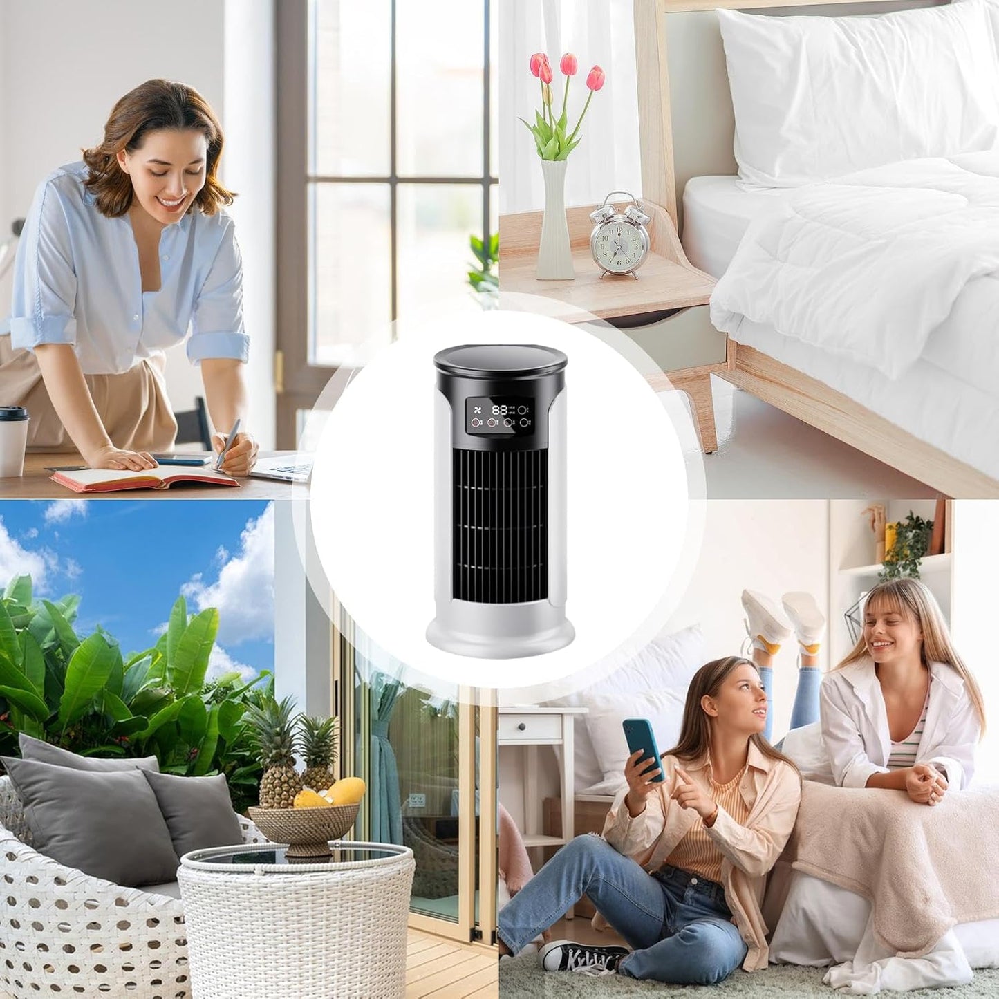  Ventilateur AC,Ventilateur Personnel Rafraîchisseur D'Air Évaporatif | Ventilateur Personnel Évaporatif Silencieux USB Vitesses Réglables Pour Table Et Chevet