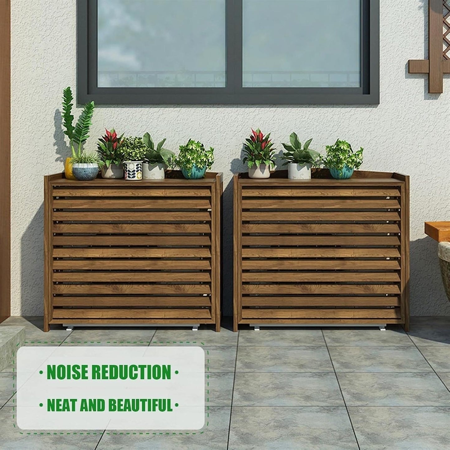 GENERIC Housse De Climatiseur En Bois Imperméable Pour Climatiseur - Durable Et Résistant Aux Intempéries - 80 X 32 X 70 Cm - Décoration De Jardin