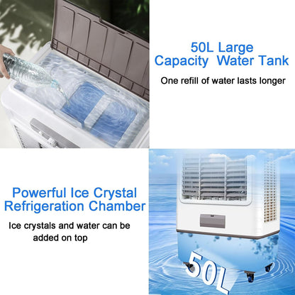GENERIC Refroidisseur D'évaporation Portable à Haut Flux D'air, 3 Vitesses De Cristaux De Glace Pour Garage D'usine Grande Salle, Ventilateur De Refroidissement Mobile Avec Oscillation