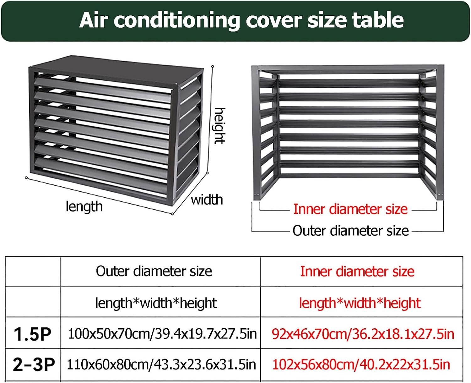 GENERIC Housse En Aluminium Pour Climatiseur – Protection Contre Les Intempéries Pour Unité Extérieure Centrale Et Résistante Aux Intempéries, Idéale Pour Une Utilisation En Intérieur/extérieur