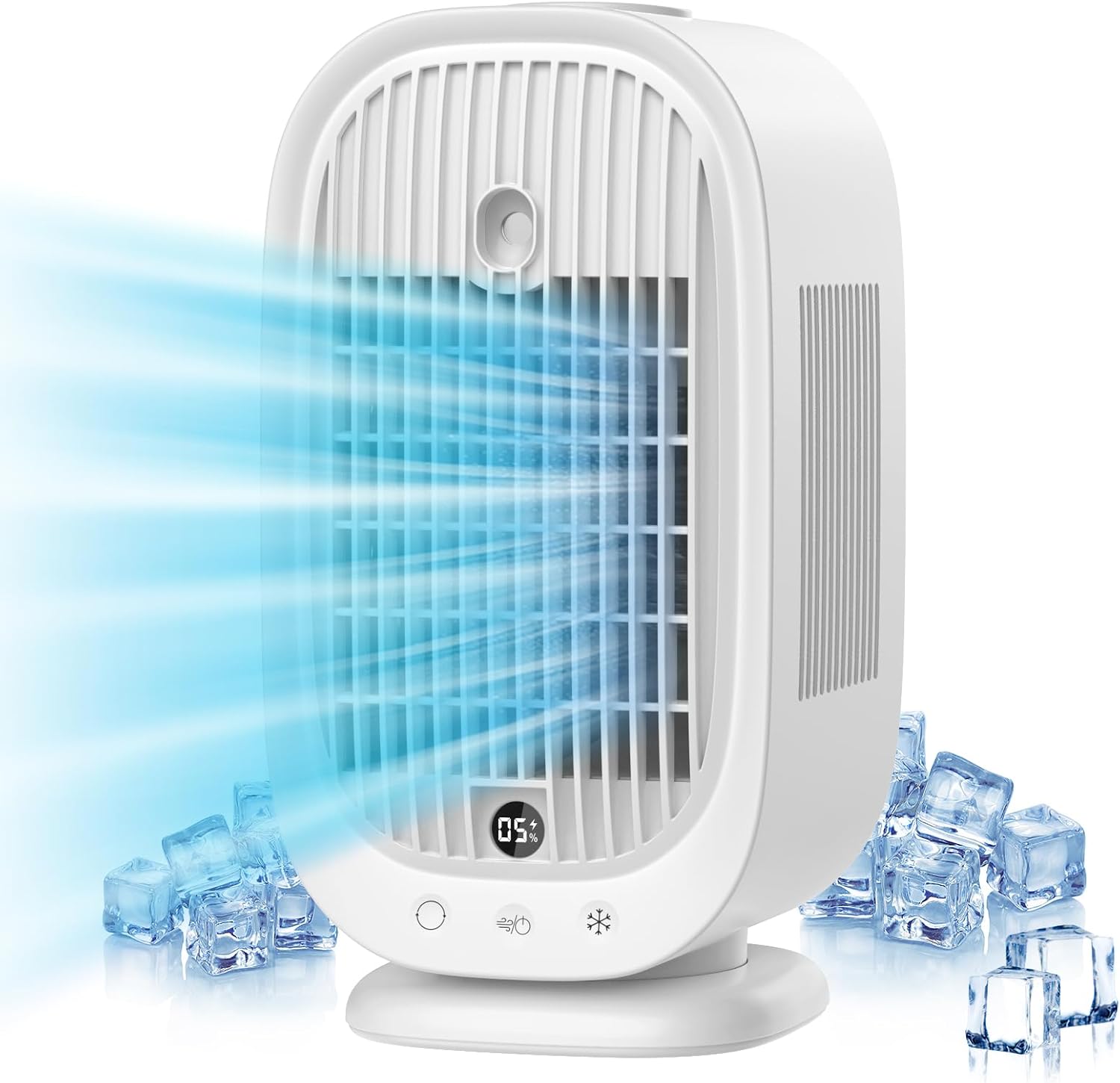 Climatiseur Mobile, Climatiseur Portable, Refroidisseur D'air 4 En 1, 45°/90°/120° Oscillation, 5 Vitesses, 2 Modes De Brume, Avec Affichage LED, Idéal Pour Maison, Bureau