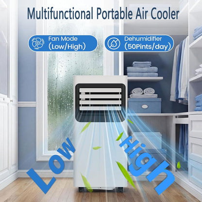  Climatiseur Portable Refroidit Jusqu'à 350 Sq.Ft.Smart Unité De Climatisation Portable Avec Télécommande Unité De Climatisation Silencieuse Avec Ventilateur Frais Et Sec Modes De Sommeil Kits De Fenêt