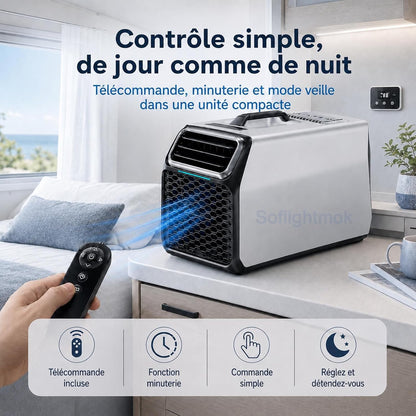  Climatiseur Portable Silencieux Pour Maison Tente Et Camping-Car Grey-220V | Fonction Refroidissement Et Déshumidification Pour Limiter Chaleur, Humidité Et Inconfort Pendant L’été.