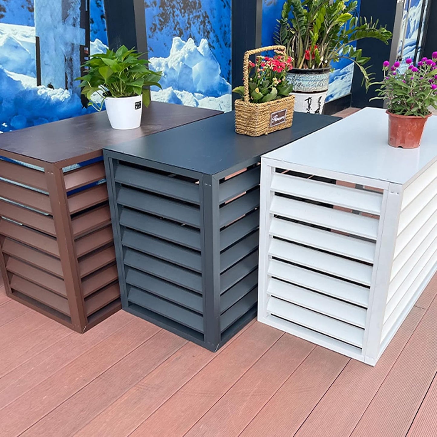 GENERIC Housse Robuste En Aluminium Pour Climatiseur D'extérieur – Réduction Du Bruit Antivol Et Clôture Décorative Pour Cacher L'unité De Climatisation – Protection Contre Les Intempéries