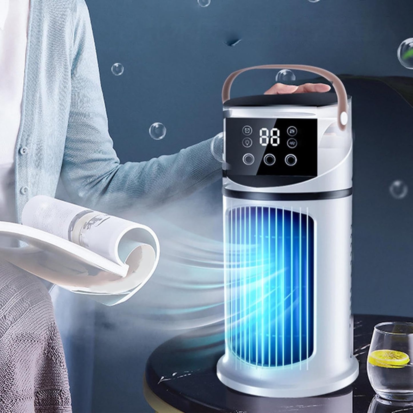  Ventilateur Climatiseur Portable, Ventilation Pour Climatiseur, 9 Vitesses Réglables Refroidisseur D'air Silencieux Sans Pales Ventilateurs, Refroidissement Rapide Ventilateurs De Climatisation