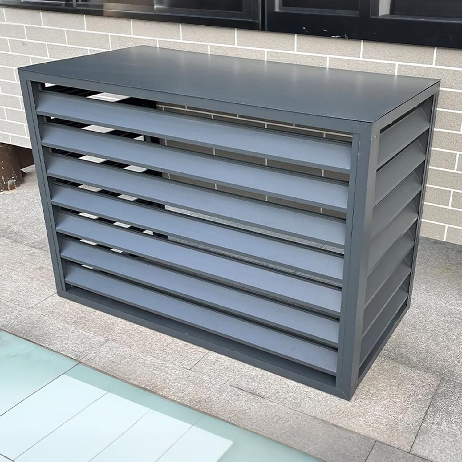 GENERIC Housse En Aluminium Pour Unité De Climatisation - Résistant Aux Intempéries - Pour Pompe à Chaleur - Réduction Du Bruit - Gris - 100 X 50 X 70 Cm - Protection Pour Climatiseurs Et Unités Extérieures