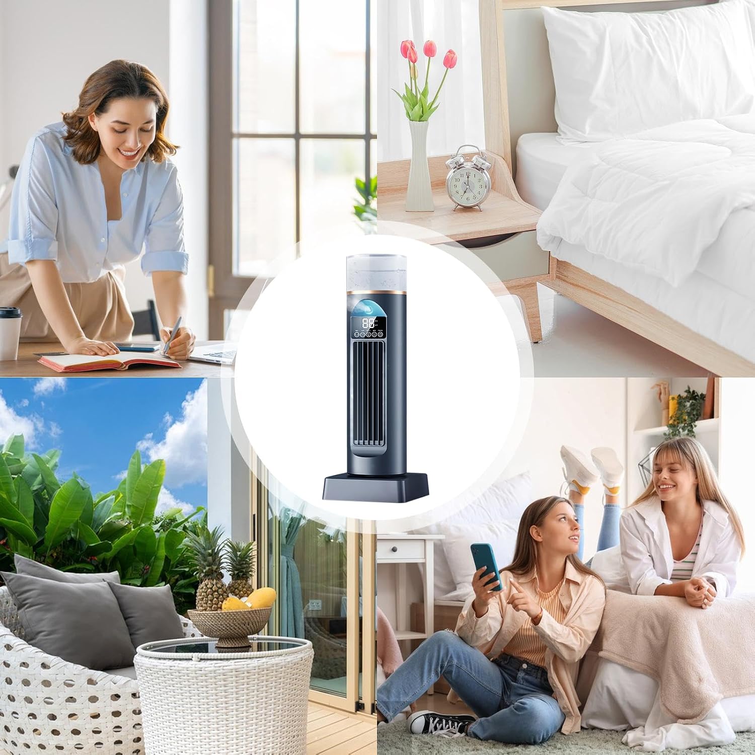  Ventilateur Rafraîchisseur D'Air - Ventilateur Climatiseur Personnel - Vitesses Réglables Portable Pour Maison Chambre Séjour Garage Camping