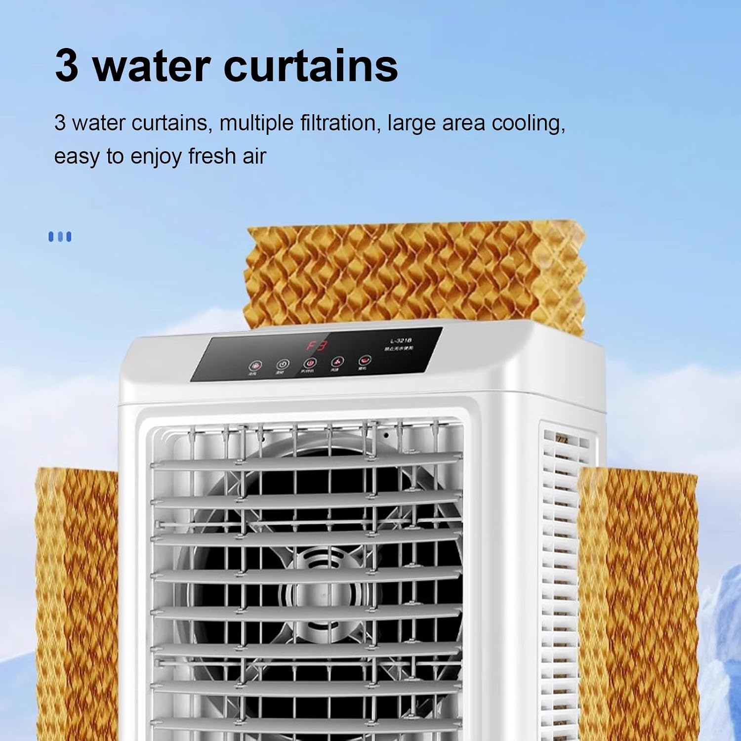  Refroidisseur D'air Tour, 300 W, Par évaporation, Avec Deux Ventilateurs Et Quatre Compartiments à Glace. Climatiseur Mobile Pour La Maison, La Chambre Ou Le Bureau, Rafraîchit Une