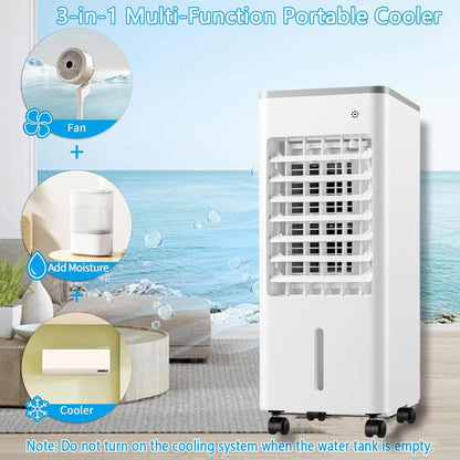 GENERIC Climatiseur Portable 3-en-1, Rafraîchisseur D’Air Évaporatif De 6L Avec Écran LED Et Oscillation à 90°, 3 Vitesses De Ventilation Réglables Et Minuterie De 7,5H, Ventilateur à Air Froid Pour Ma Black