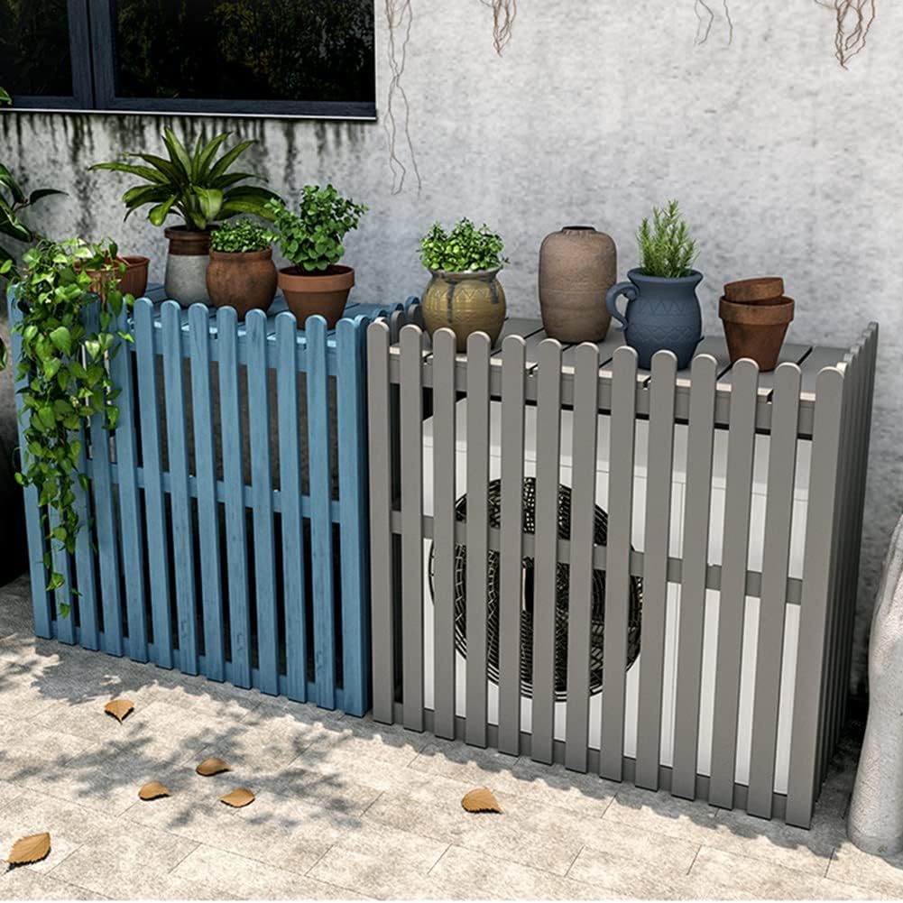 GENERIC Housse En Bois Noir Pour Climatiseur - 105 X 45 X 99 Cm - Élégant écran Pour Dissimuler Les Unités CVC - Protection Résistante Aux Intempéries Pour Une Utilisation Extérieure