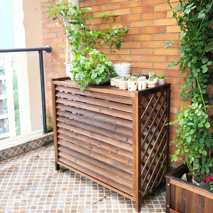  Housse De Climatiseur En Bois Pour Extérieur, Volets Décoratifs Et Grilles De Protection, Support De Climatisation Polyvalent Avec Support De Fleurs (taille : 105 X 47 X 140 Cm)