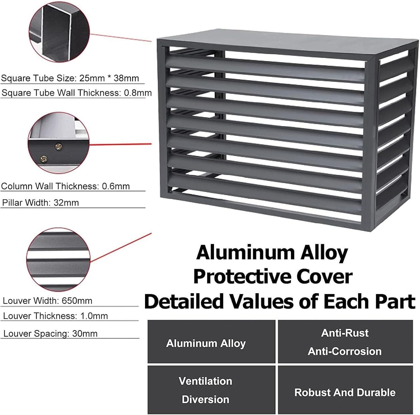  Housse De Protection Contre Les Intempéries Pour Climatiseur Extérieur - En Aluminium - Pour Pompe à Chaleur - Protection Contre La Vie Privée - Blanc