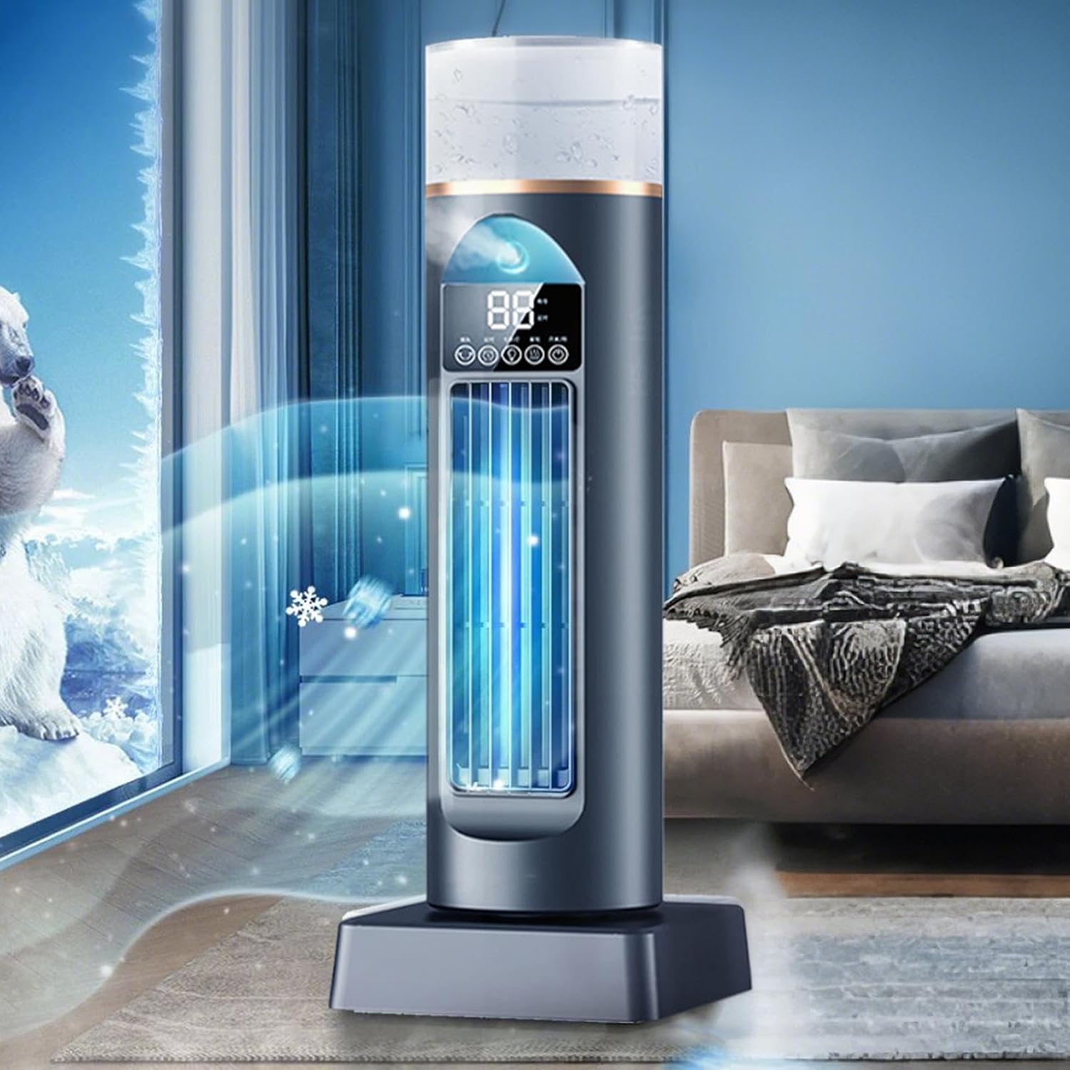  Ventilateur Rafraîchisseur D'Air - Ventilateur Climatiseur Personnel - Vitesses Réglables Portable Pour Maison Chambre Séjour Garage Camping
