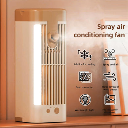  Mini Ventilateur De Climatiseur USB, Refroidisseur AC Portable Avec Glacière Et Ventilateur à Brume Silencieux à 3 Vitesses Avec Veilleuse Pour Bureau, Dortoir, Refroidissement
