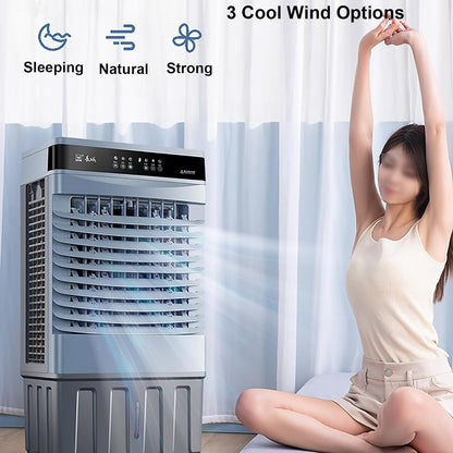  Air Conditioner Portable, Climatiseur Sans Conduit, Rafraichisseur D'air, Oscillation à 120°, TéLécommande, Réservoir De 60 L, Minuterie De 12 H, 4 Blocs Réfrigérants, 3 Vitesses, 3 Modes