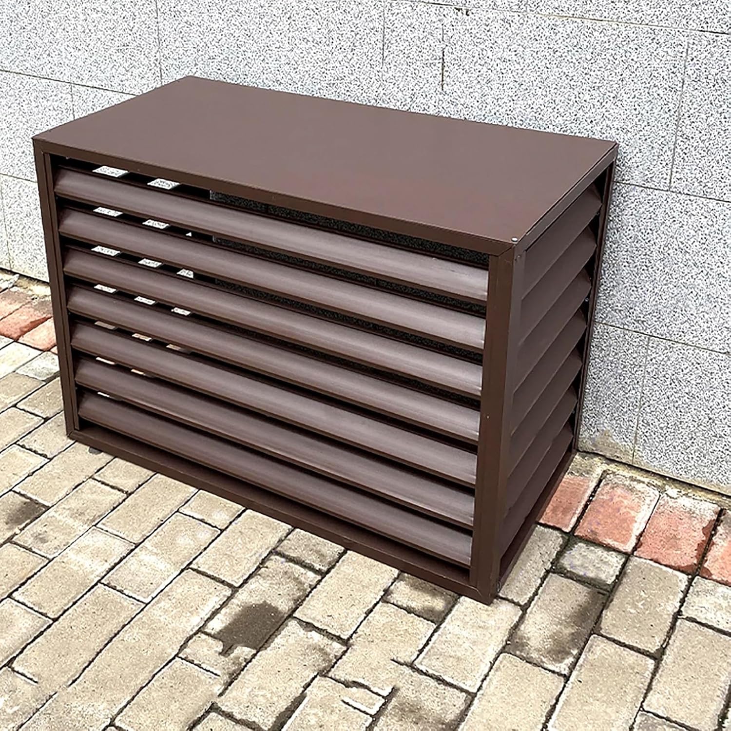 GENERIC Housse En Aluminium Pour Climatiseur – Protection De L'unité De Climatisation Extérieure – Clôture D'intimité – Couvercle De Protection Contre Le Condensateur – Marron 100 X 50 X 70 Cm