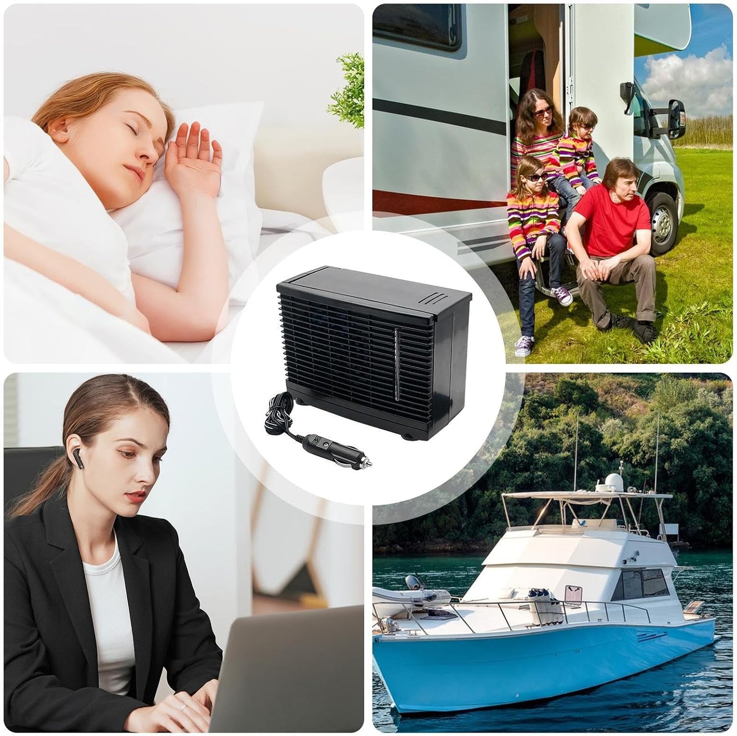  Ventilateur De Climatisation Portable Pour Voiture | Humidificateur Climatiseur Ventilateur Automobile,Rafraîchisseur D'Air Évaporatif 12V Pour Camion Camping-Car Voyage Sous-Sol Chambre Garage