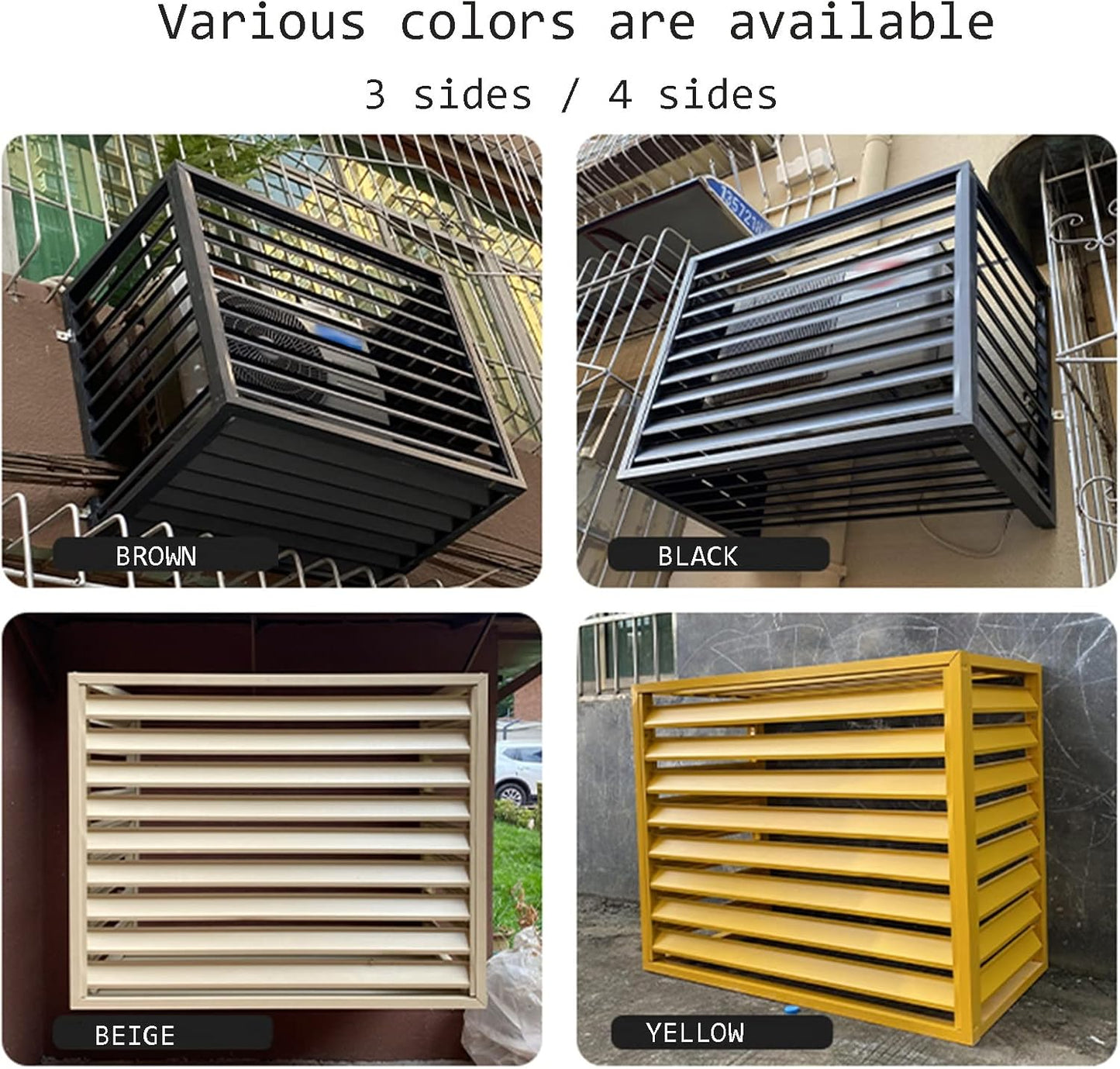 GENERIC Écran De Clôture Pour Climatiseur Extérieur – Coque En Alliage D'aluminium Et Support En Métal Pour Plantes – Volets Anti-corrosion Pour Unité Extérieure – Marron élégant – Taille A 1,5P