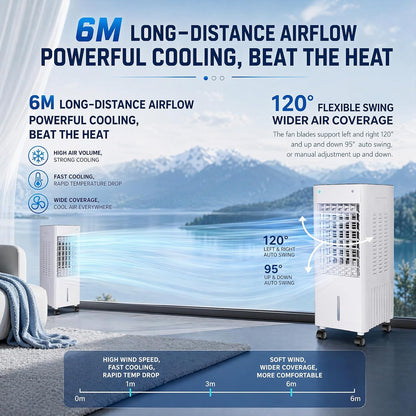  Climatiseur Mobile 4 En 12L Sans Tuyau D’Évacuation,Climatiseur Portable Silencieux Climatiseur,avec 4 Blocs Réfrigérants,3 Vitesses,Minuterie 12H,Humidificateur Télécommande,Salon,Bureau