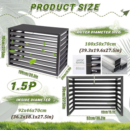 GENERIC Housse De Protection En Aluminium Pour Climatiseur - Résistant Aux Intempéries - Clôture Extérieure Et Condensateur De Protection - Assemblage Facile Pour Toutes Les Saisons