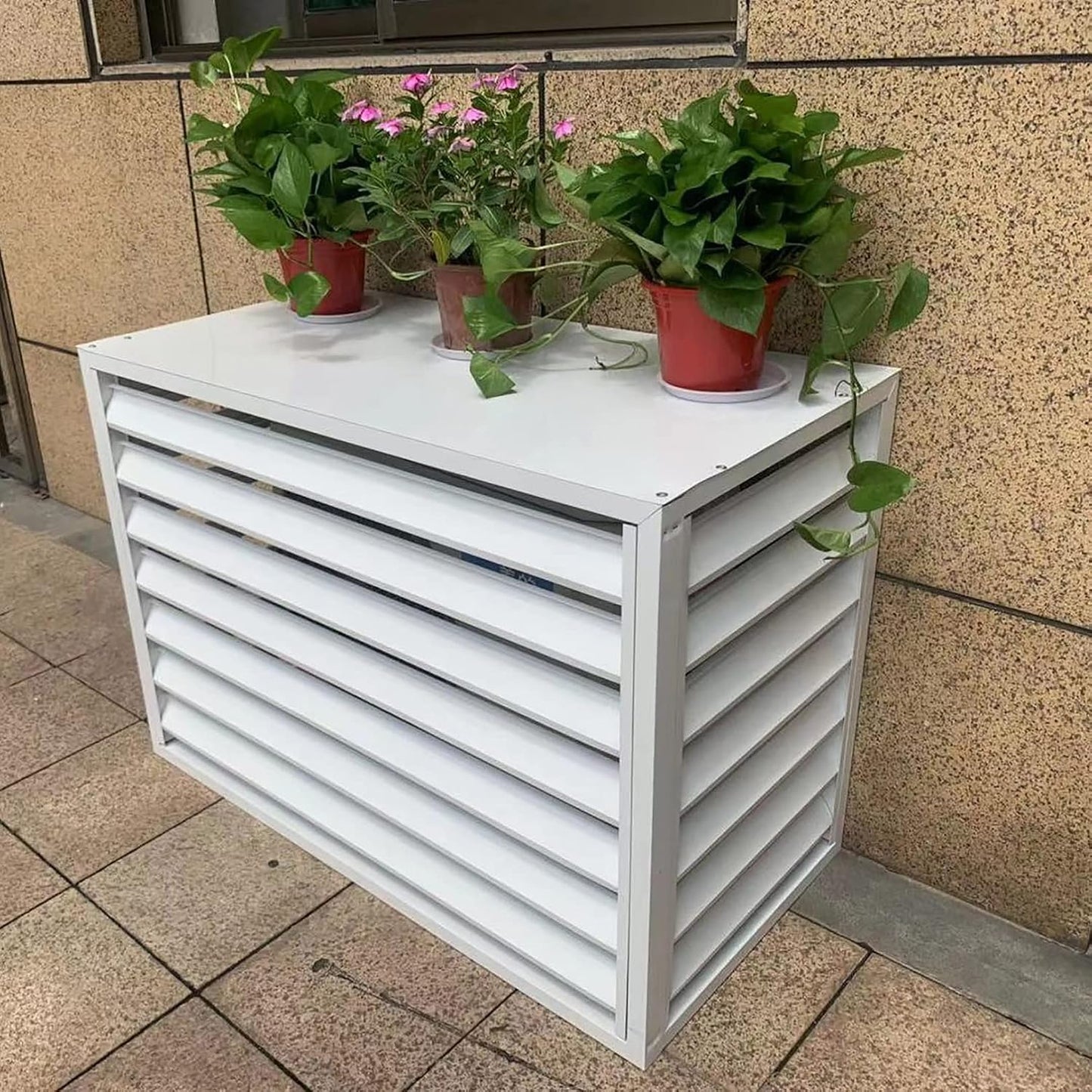 Housse De Protection Pour Climatiseur Extérieur – Clôture D'intimité Décorative Toutes Saisons – Protection Antivol Pour Unités Extérieures Pour Systèmes CVC