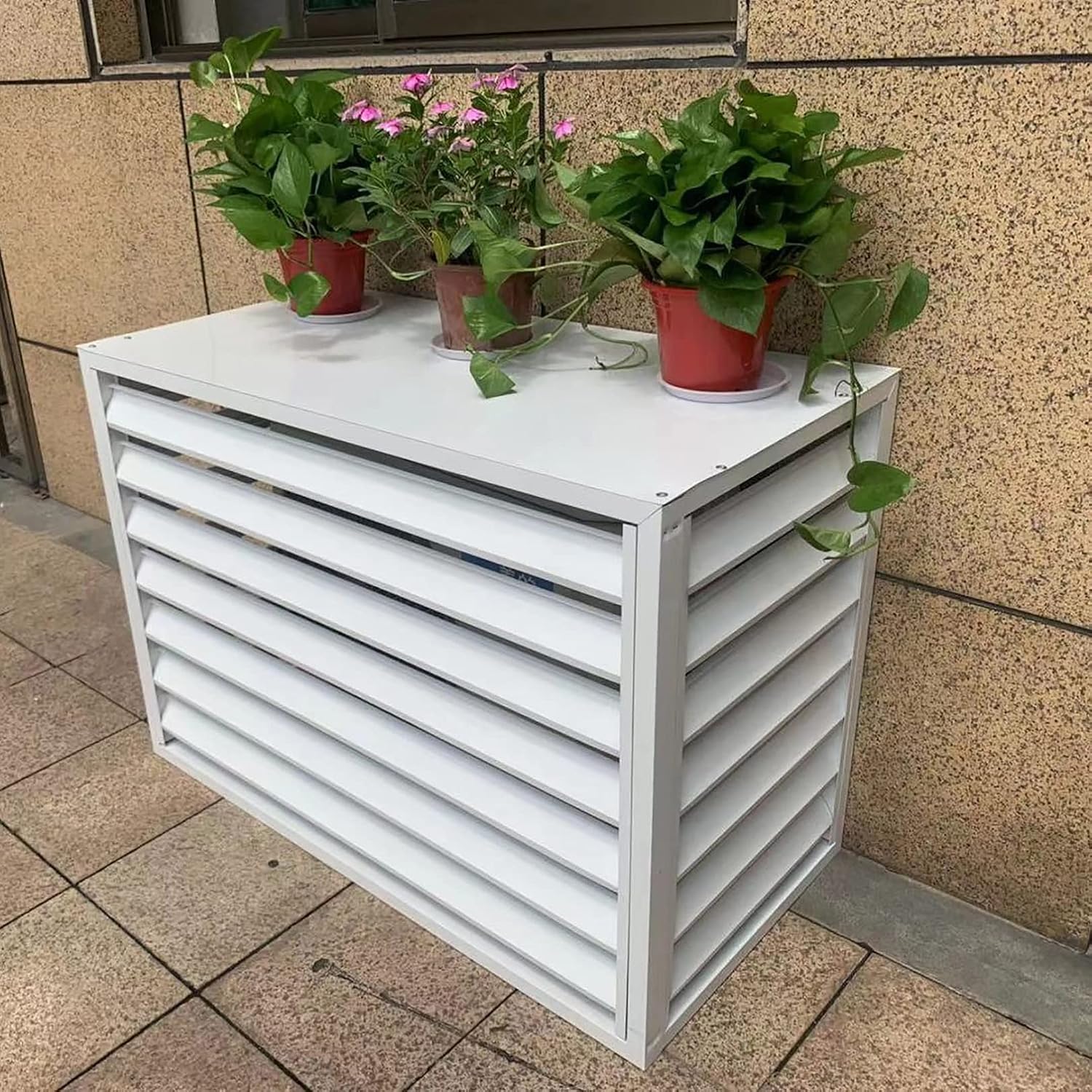  Housse De Protection Pour Climatiseur Extérieur – Clôture D'intimité Décorative Toutes Saisons – Protection Antivol Pour Unités Extérieures Pour Systèmes CVC
