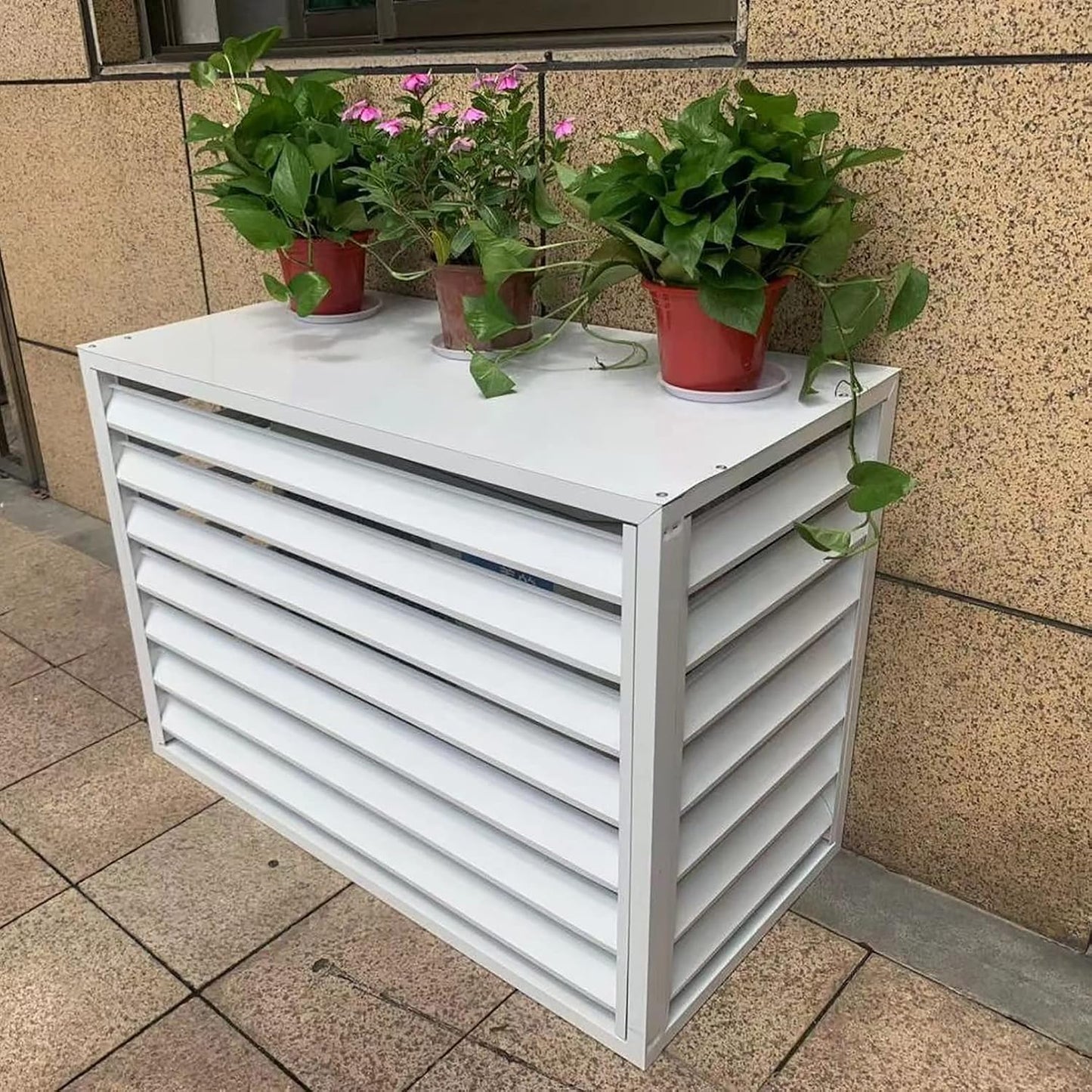  Couvercle De Climatiseur Extérieur En Aluminium Et Boîtier De Pompe à Chaleur, écran De Clôture De Protection Pour Unités De Climatisation, Bouclier De Condensateur Autonome Pour Ordures Ou CVC