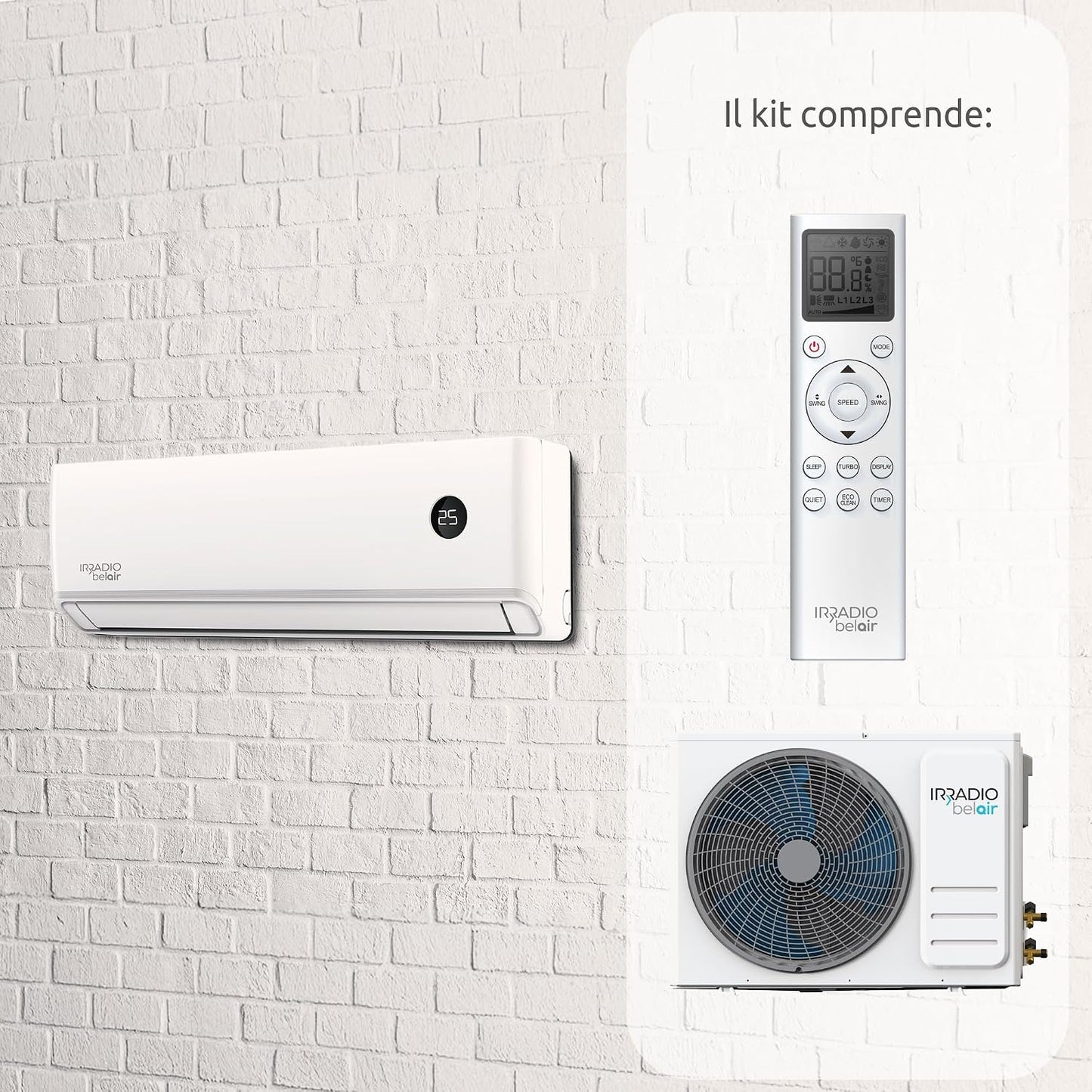  ALASTOR 9 Climatiseur Inverseur 9000 BTU Avec Pompe à Chaleur, Gaz R32, Classe A++/A+, Télécommande LCD Sans Fil, écran LCD, Filtres Lavables, Minuterie Programmable