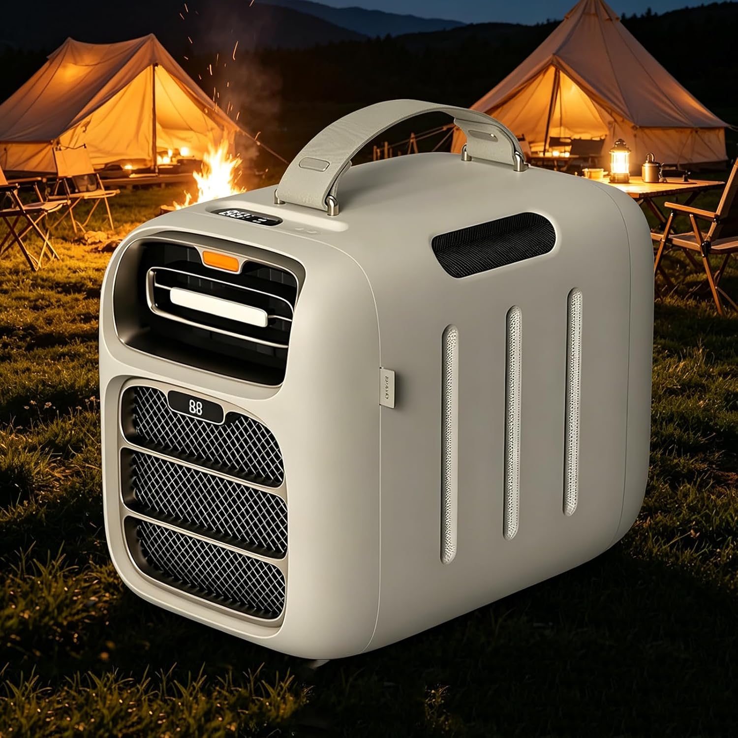  TYH Climatiseur Portable, 5121 BTU, Refroidissement Rapide, Extérieur, AC/DC 24 V, 3 Vitesses De Ventilation, Déshumidification, Faible Consommation 500 W, Idéal Pour Tente De Camping