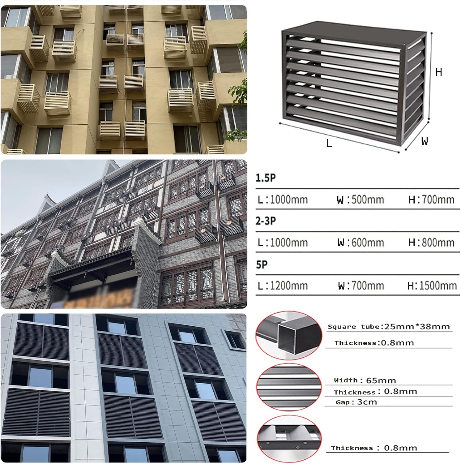  Protection Contre Les Intempéries Pour Climatiseur Extérieur En Aluminium - Protection Contre Les Intempéries Pour Unités Centrales De Climatisation - Boîtier Autonome élégant Pour Poubelles Et Unités