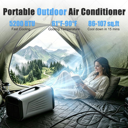  Climatiseur Portable Pour Tentes De Camping, Avec Fonction Déshumidificateur, Faible Consommation D'énergie, Surface De Refroidissement De 8 à 10 M²,Pour Camping-Cars Et Les Vans Aménagés. 12V/220V