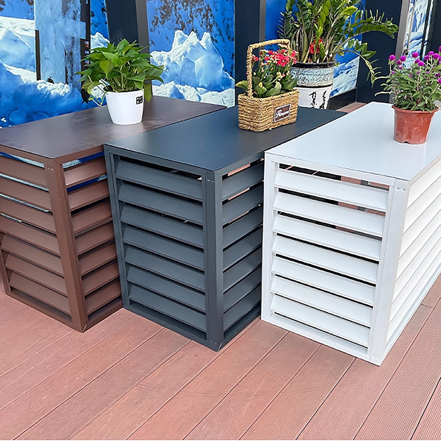  Couvercle En Aluminium Pour Climatiseur Et Pompe à Chaleur - Écran De Protection Extérieur Pour Condensateurs - Clôture Autoportante Pour Unités AC Et Déchets - Design Résistant Aux Intempéries