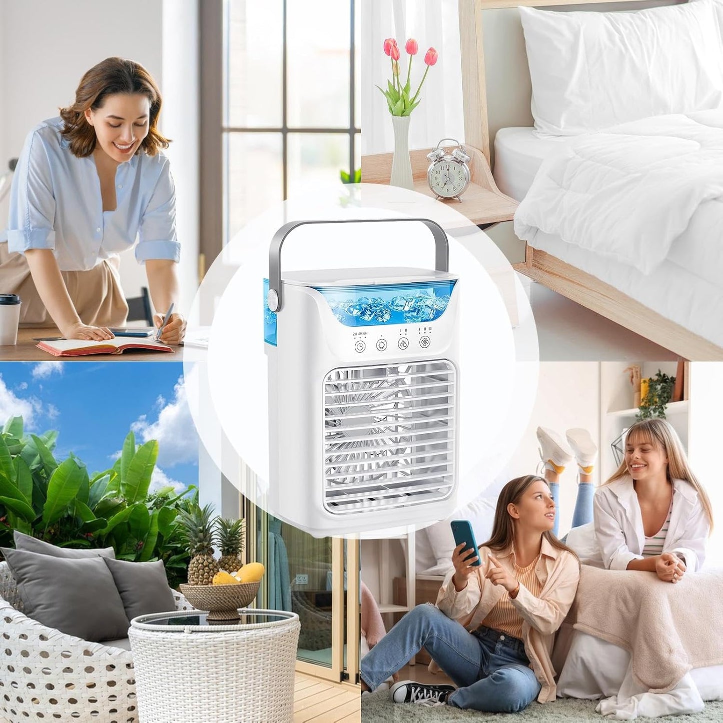  Ventilateur Rafraîchisseur D'Air Personnel | Ventilateur Portable Avec Réservoir D'Eau - Appareil Rafraîchissant D'Été Avec 2 Modes De Brumisation Pour Bureaux Chevet Dortoir Table Chambre Salle Patio
