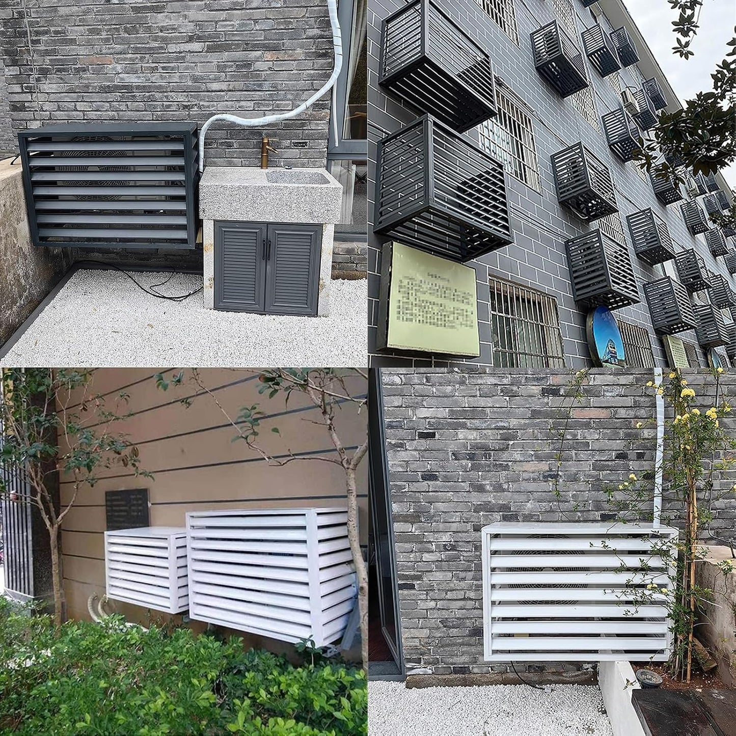  Housse De Protection Contre Les Intempéries Pour Climatiseur Extérieur - En Aluminium - Pour Pompe à Chaleur - Protection Contre La Vie Privée - Blanc