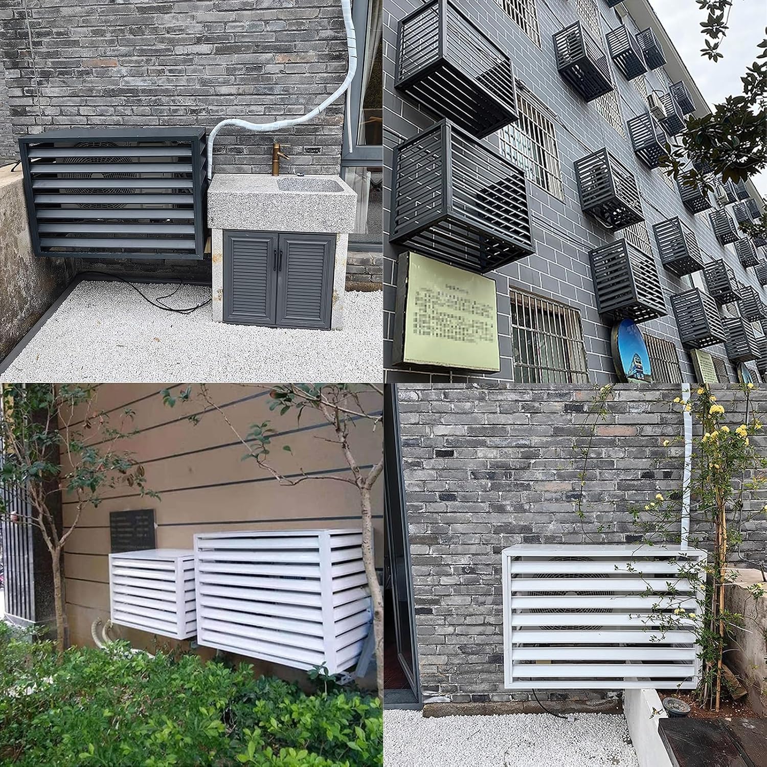  Housse De Protection Contre Les Intempéries Pour Climatiseur Extérieur - En Aluminium - Pour Pompe à Chaleur - Protection Contre La Vie Privée - Blanc